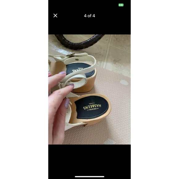 Women's Swedish Hasbeens Handmade Brassy High Sandals Size 38 White Sandals - Picture 13 of 16